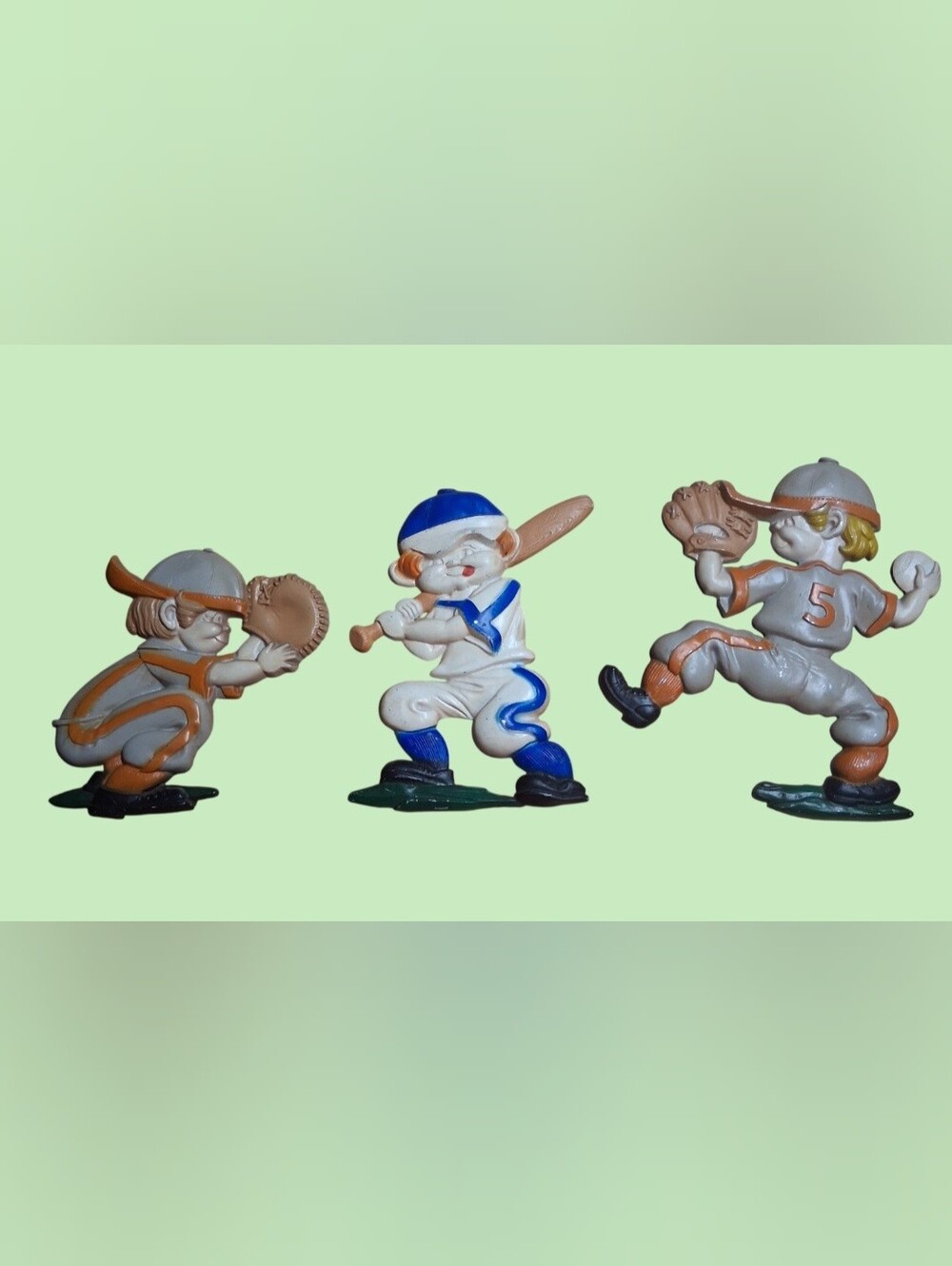 Vintage 1970s Sexton Die Cast Metal Set of 3 Baseball Players Hanging Wall Art